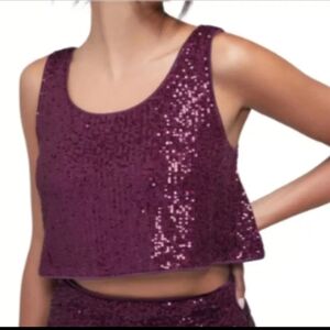 Wildfox Womens M Armidale Sequin Crop Tank in Dark Purple